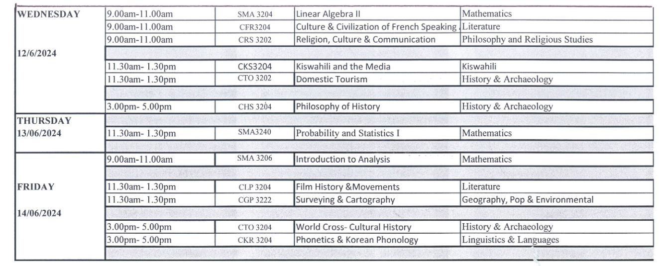 EXAM TIME TABLE 2
